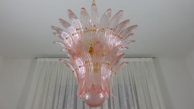  JL Light Style Murano glass chandelier Palmette leaves pink