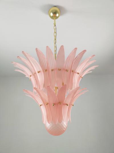  JL Light Style Murano glass chandelier Palmette leaves satin pink