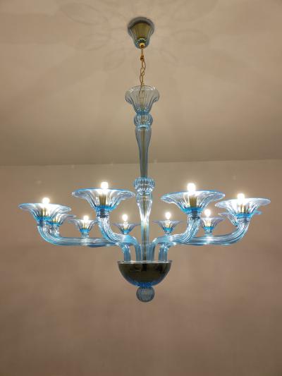 JL Light Style Murano glass chandelier Stile in light blue color