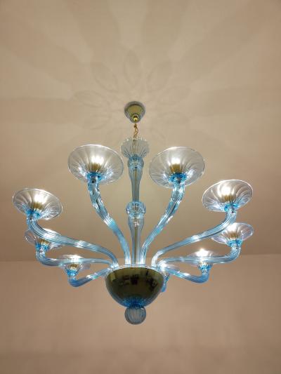 JL Light Style Murano glass chandelier Stile in light blue color