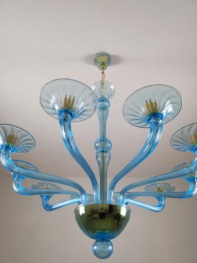JL Light Style Murano glass chandelier Stile in light blue color