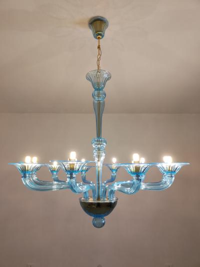 JL Light Style Murano glass chandelier Stile in light blue color