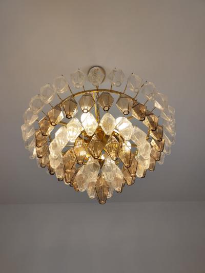  JL Light Style Murano glass chandelier clear and smokey poliedri