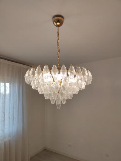  JL Light Style Murano glass chandelier clear tiers poliedri