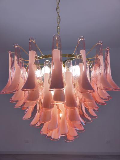  JL Light Style Murano glass chandelier with alternated pink feathers leaves