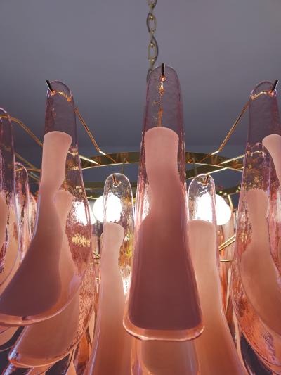  JL Light Style Murano glass chandelier with alternated pink feathers leaves