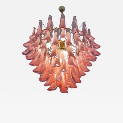  JL Light Style Murano glass chandelier with alternated pink feathers leaves