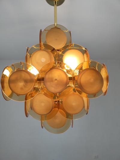 JL Light Style Murano glass discs chandelier in square shape in amber caramel color