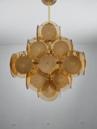 JL Light Style Murano glass discs chandelier in square shape in amber caramel color
