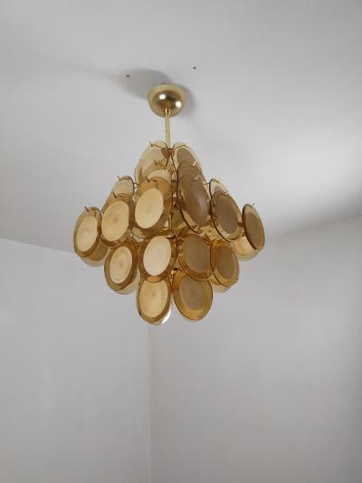 JL Light Style Murano glass discs chandelier in square shape in amber caramel color