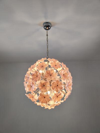  JL Light Style Murano glass flower Sputnik chandelier in pink color
