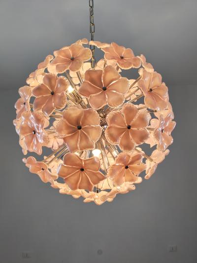  JL Light Style Murano glass flower Sputnik chandelier in pink color