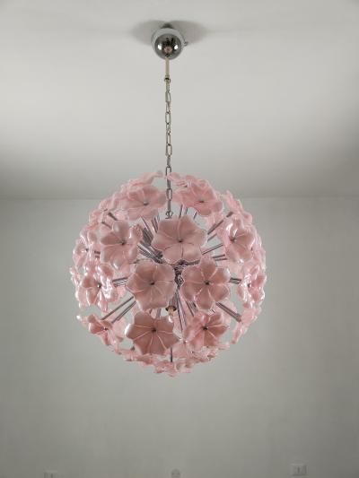  JL Light Style Murano glass flower Sputnik chandelier in pink color