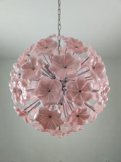  JL Light Style Murano glass flower Sputnik chandelier in pink color