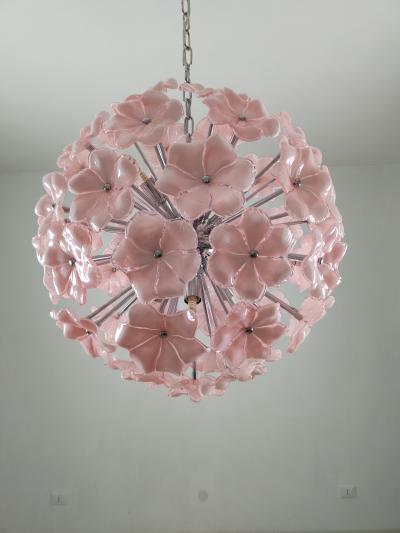  JL Light Style Murano glass flower Sputnik chandelier in pink color