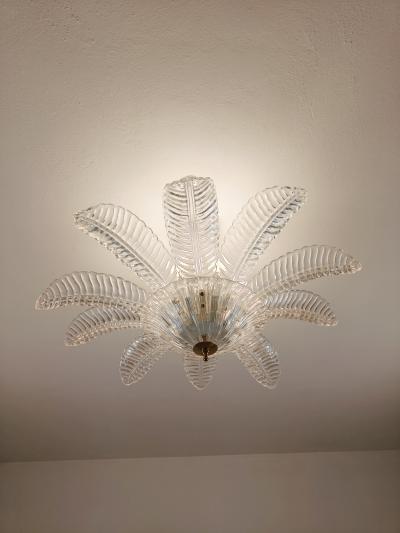  JL Light Style Murano glass flush mount large leaf clear felci