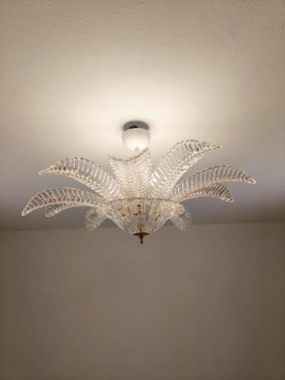  JL Light Style Murano glass flush mount large leaf clear felci