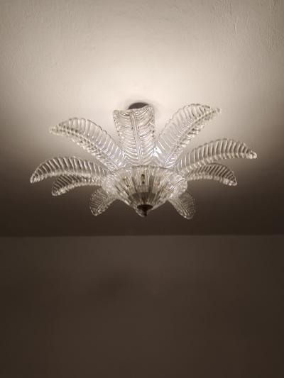  JL Light Style Murano glass flush mount large leaf clear felci