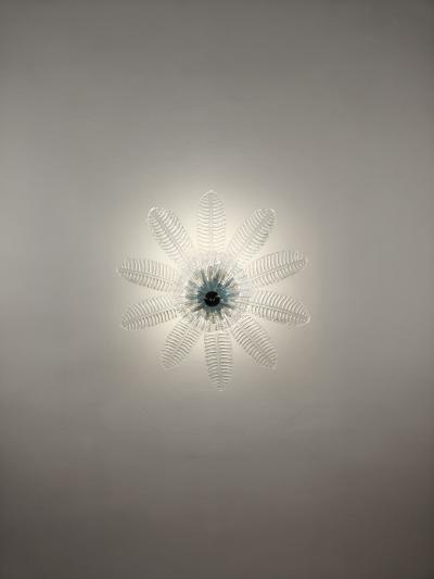  JL Light Style Murano glass flush mount large leaf clear felci