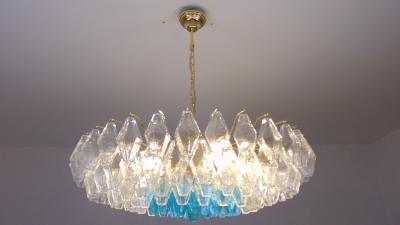  JL Light Style Murano glass poliedri chandelier flat bicolor clear turquoise