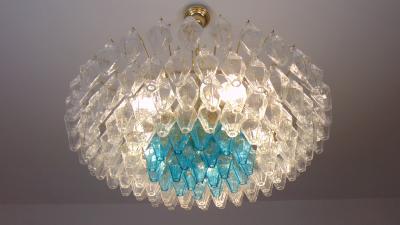  JL Light Style Murano glass poliedri chandelier flat bicolor clear turquoise