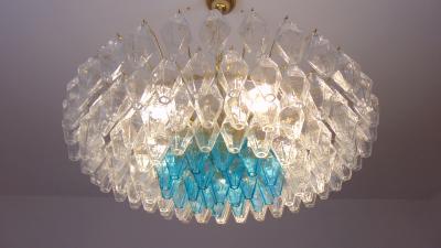  JL Light Style Murano glass poliedri chandelier flat bicolor clear turquoise