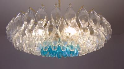  JL Light Style Murano glass poliedri chandelier flat bicolor clear turquoise