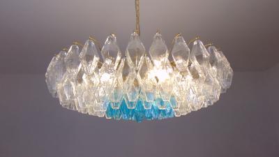  JL Light Style Murano glass poliedri chandelier flat bicolor clear turquoise