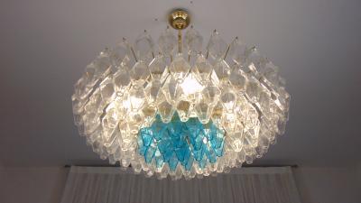  JL Light Style Murano glass poliedri chandelier flat bicolor clear turquoise