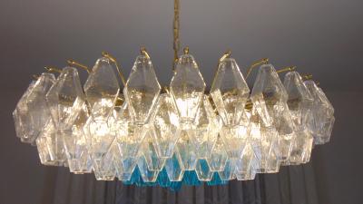  JL Light Style Murano glass poliedri chandelier flat bicolor clear turquoise