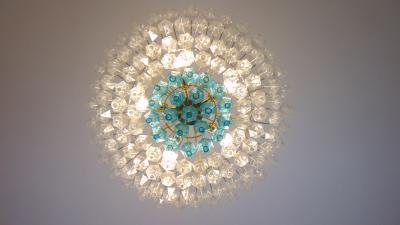  JL Light Style Murano glass poliedri chandelier flat bicolor clear turquoise