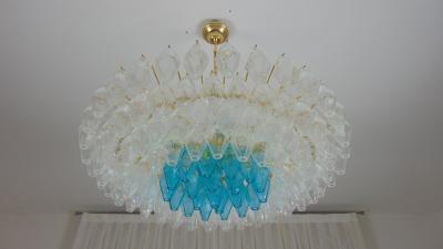  JL Light Style Murano glass poliedri chandelier flat bicolor clear turquoise