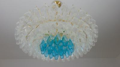  JL Light Style Murano glass poliedri chandelier flat bicolor clear turquoise