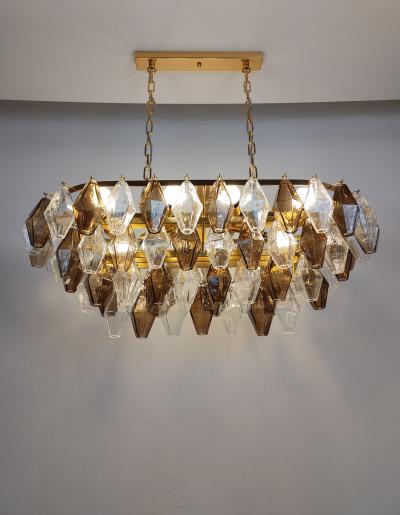  JL Light Style Murano glass poliedri chandelier in clear and smokey oval shape