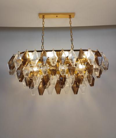  JL Light Style Murano glass poliedri chandelier in clear and smokey oval shape