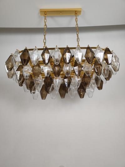  JL Light Style Murano glass poliedri chandelier in clear and smokey oval shape