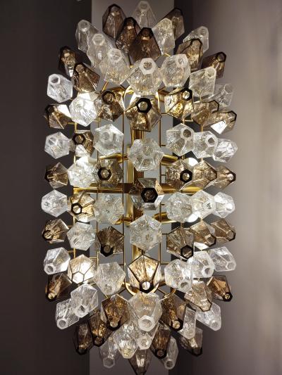  JL Light Style Murano glass poliedri chandelier in clear and smokey oval shape