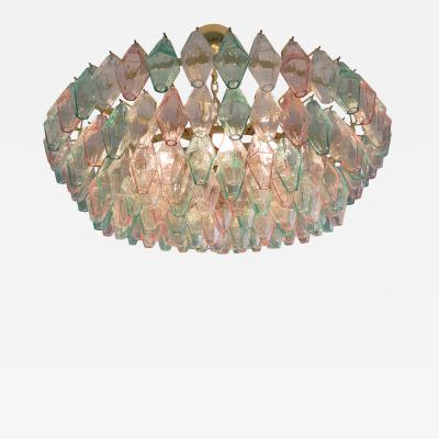  JL Light Style Murano glass poliedri chandelier in clear green and pink color