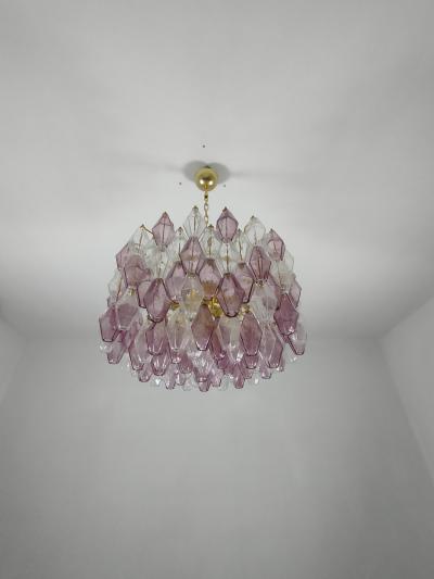  JL Light Style Murano glass poliedri chandelier in drum shape clear and amethyst