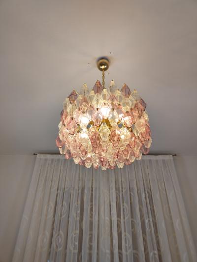  JL Light Style Murano glass poliedri chandelier in drum shape clear and amethyst