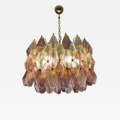  JL Light Style Murano glass poliedri chandelier in drum shape clear and amethyst
