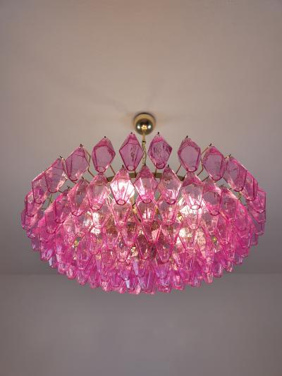 JL Light Style Murano glass poliedri chandelier in flat shape and pink fuchsia full color