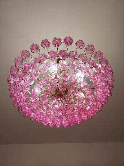 JL Light Style Murano glass poliedri chandelier in flat shape and pink fuchsia full color