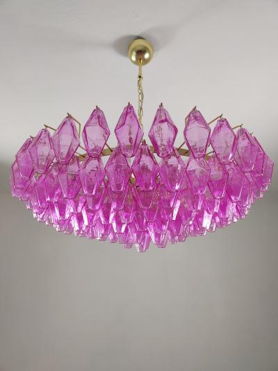 JL Light Style Murano glass poliedri chandelier in flat shape and pink fuchsia full color
