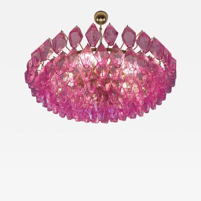  JL Light Style Murano glass poliedri chandelier in flat shape and pink fuchsia full color