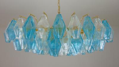 JL Light Style Murano glass poliedri chandelier in flat shape and turquoise clear color