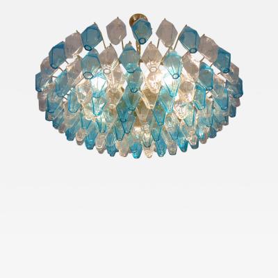  JL Light Style Murano glass poliedri chandelier in flat shape and turquoise clear color