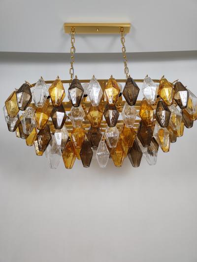  JL Light Style Murano glass poliedri chandelier in oval shape in clear dark amber and smokey