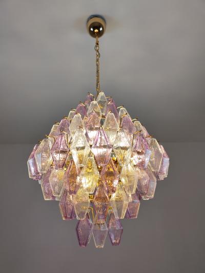  JL Light Style Murano glass poliedri chandelier in poliedro shaped in clear and amethyst color