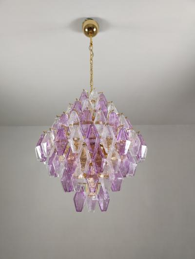  JL Light Style Murano glass poliedri chandelier in poliedro shaped in clear and amethyst color